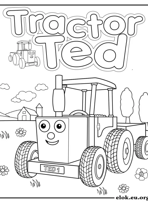 Kleurplaat tractor ted
