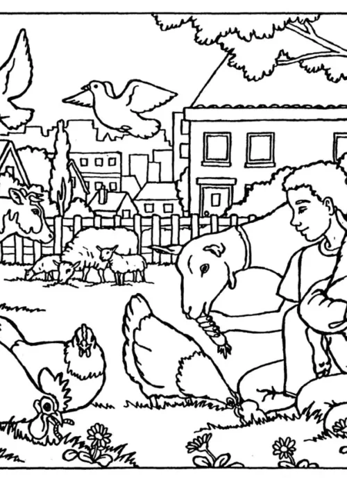 Kleurplaat kinderboerderij